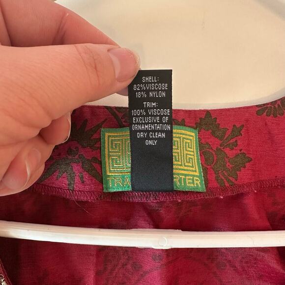 Tracy Porter Women’s Boho Brocade Tunic Top Burgundy Gold Size M Embellished - Picture 6 of 8